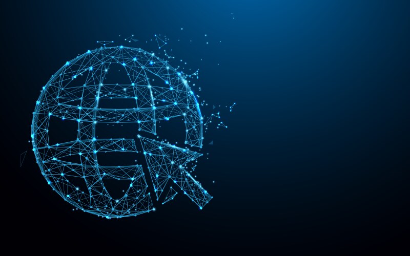 Internet icon form lines triangles and particle vector image