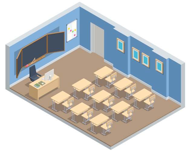 Isometric of a elementary school classroom Vector Image