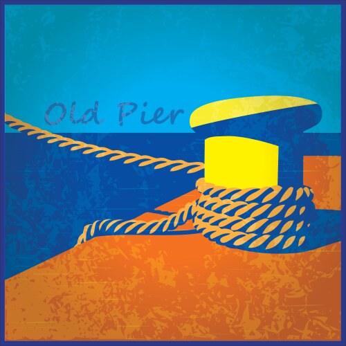 Cartoon sunset at pier Royalty Free Vector Image