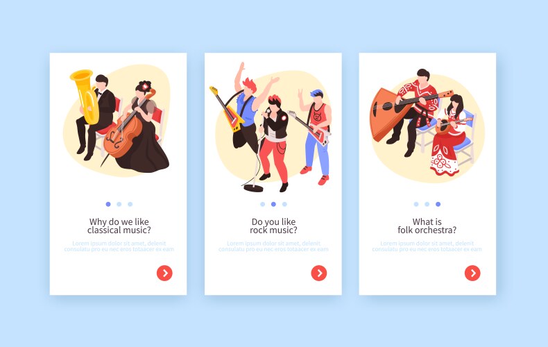 Musicians isometric banners set vector image