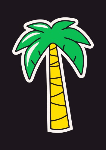 Exotic palm tree retro sticker Vector Image
