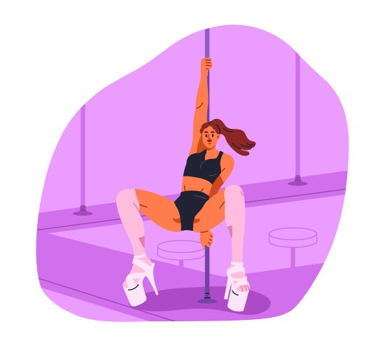 sexy young woman dancer pole dance move back vector