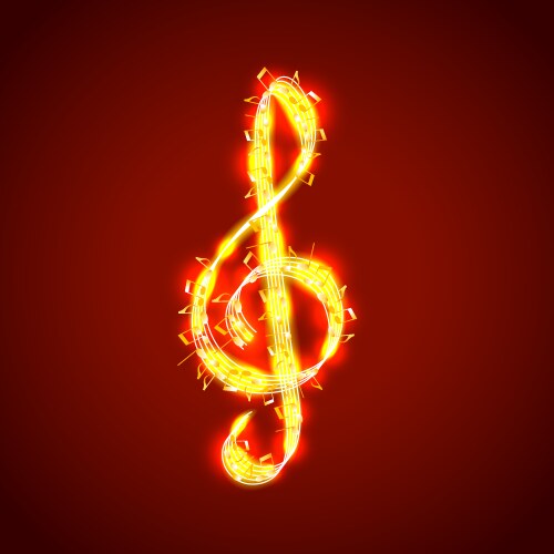 treble clef of notes musical background vector image