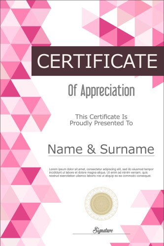 Certificate or diploma geometric design template 3 vector image