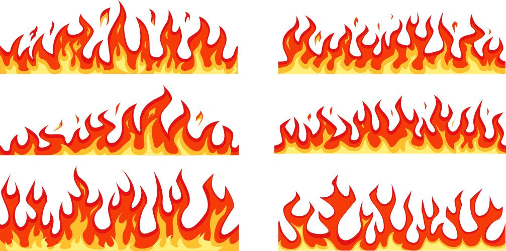 Cartoon fire borders seamless flame horizontal Vector Image