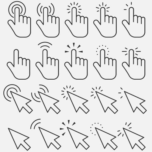 Click Pointer Icon Set - Cursor Clicking vector image
