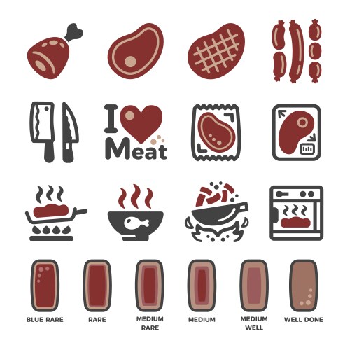 Meat beef icon set Royalty Free Vector Image - VectorStock