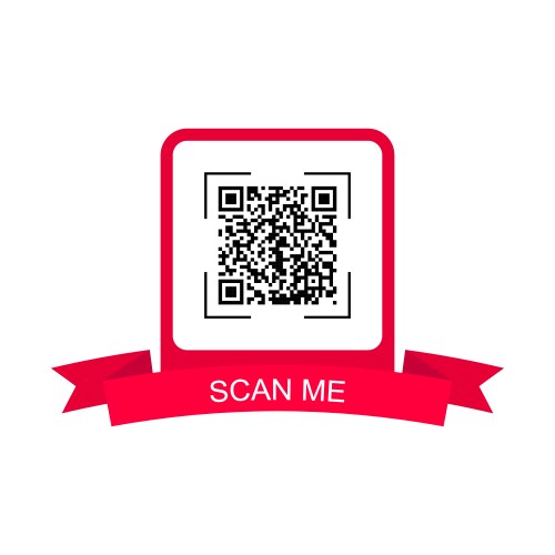 Red frame with ribbon for qr code vector image
