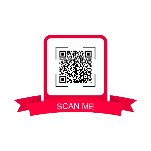 Red frame with ribbon for qr code vector image