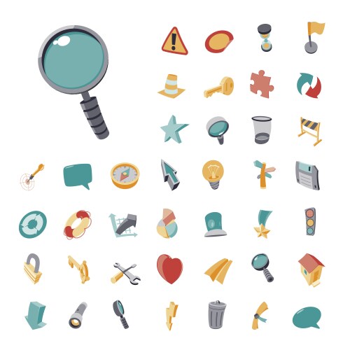 icons vintage set flat for user interface vector image