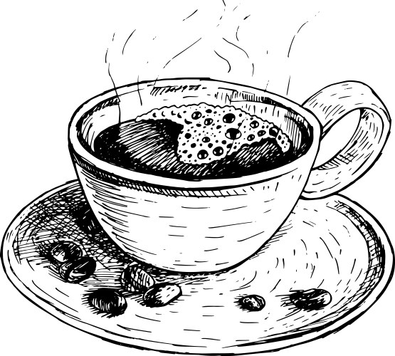 Coffee Cup Sketch - Retro Style Vector Image