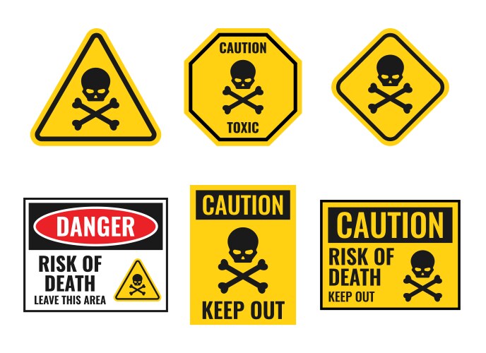 Danger sign with scull and crossbones warning vector image