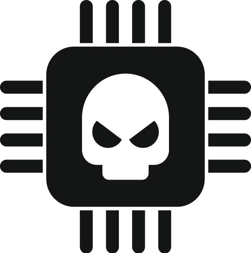 processor malware icon simple virus error vector image