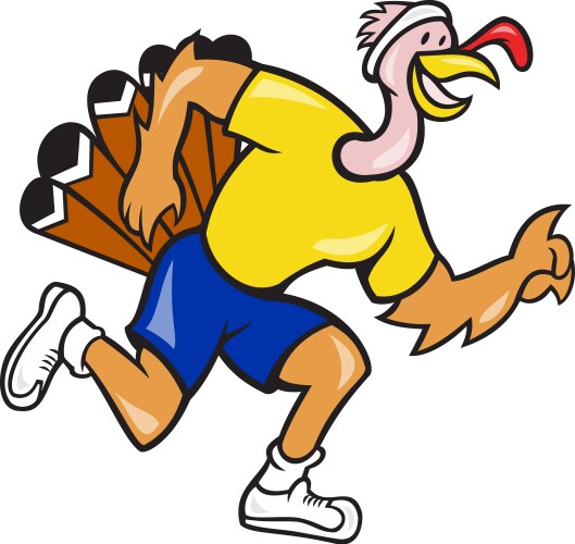 Turkey running group cartoon Royalty Free Vector Image