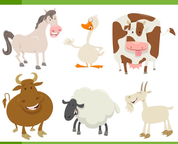 cartoon farm animals collection vector image