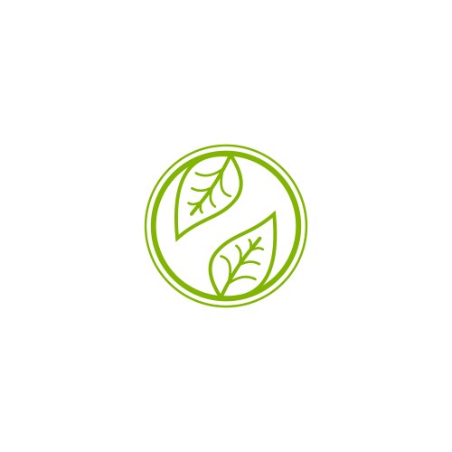 Green leafs water drop inside logo Royalty Free Vector Image