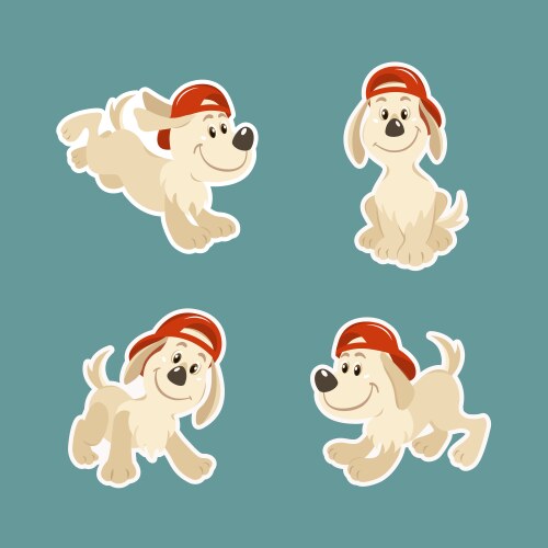 puppy dog character design set vector image