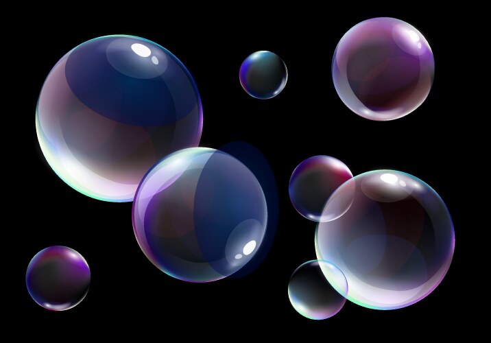 Soap bubbles set on transparent background Vector Image