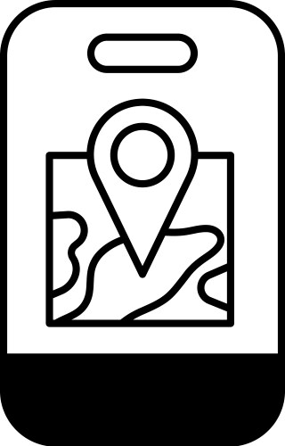 A phone with map on it and pointer vector image