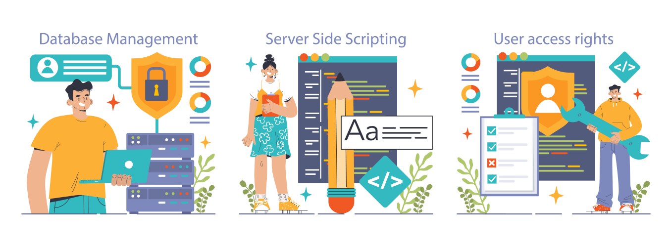 Back-end development set coding software vector image