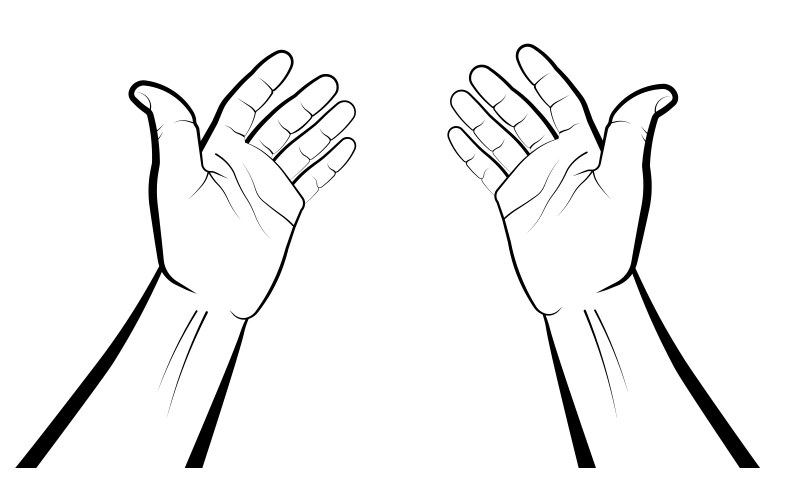 Hands a believer during prayer palms up namaz Vector Image