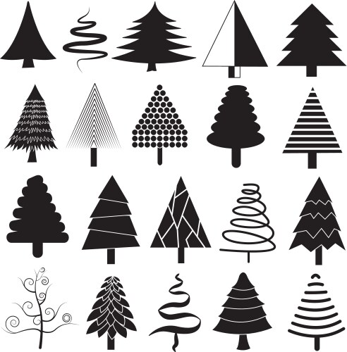 Set of doodle hand drawn christmas trees Vector Image