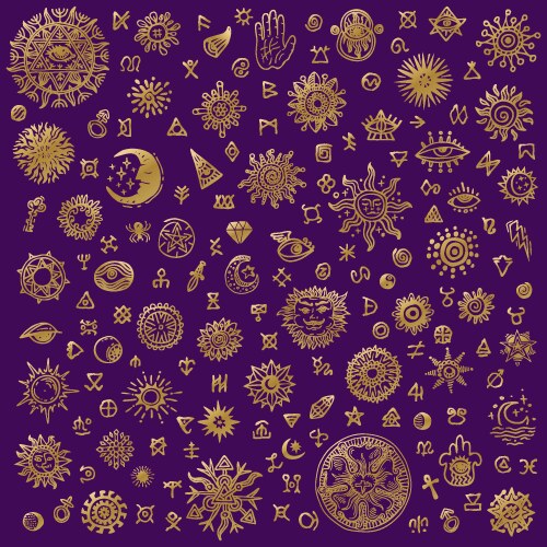 Collection various occult symbols Vector Image