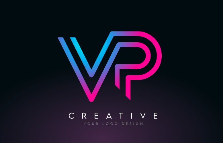 Monogram lines vp v p letter logo design creative Vector Image