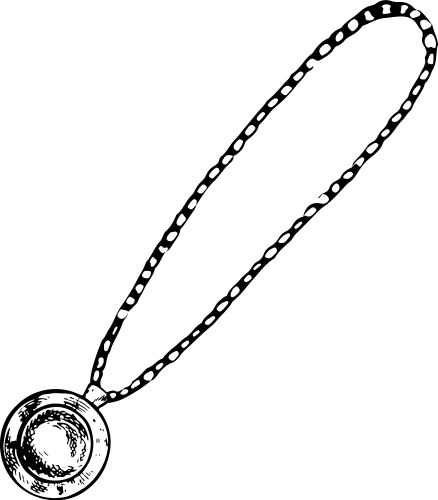 Pendant is round on a chain with stone Vector Image