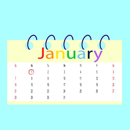 tear-off calendar template month january 2024 vector image