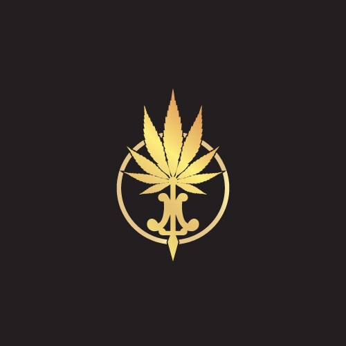 Gold Cannabis Luxury Logo Vector Image