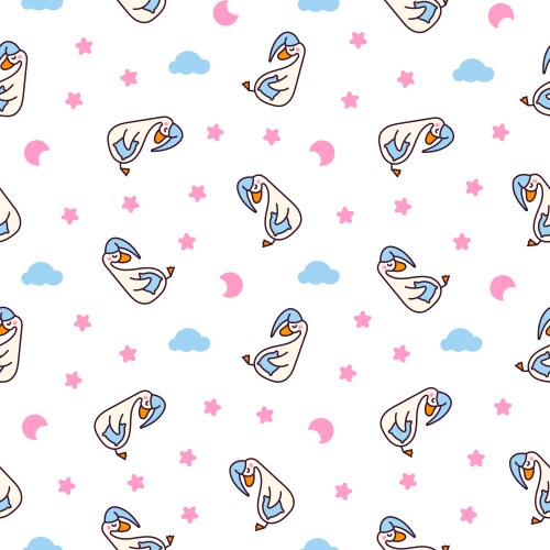 Cute kawaii goose seamless pattern cartoon funny Vector Image