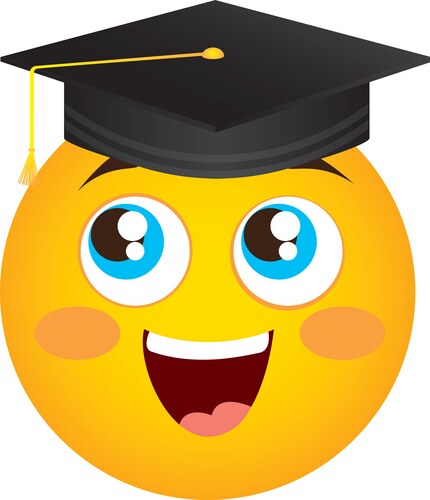 Yellow happy face graduate hat isolated Vector Image