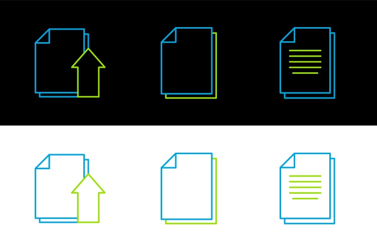 Set line document upload file document and icon vector image