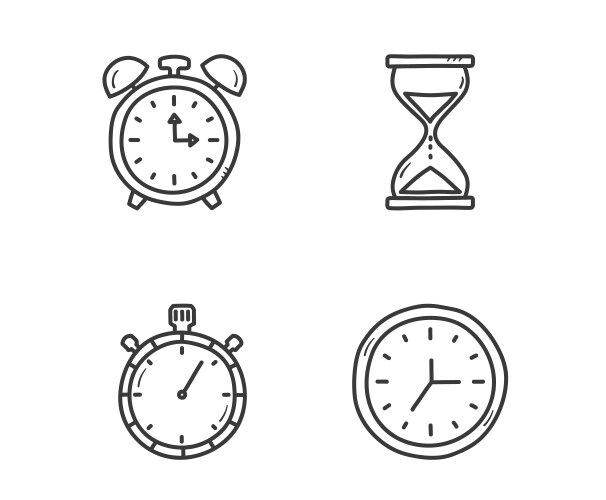 Old vintage clock hand drawn Royalty Free Vector Image