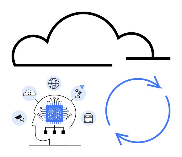 Cloud computing and artificial intelligence vector image