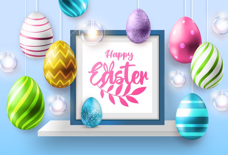 Easter eggs hanging decorate Royalty Free Vector Image