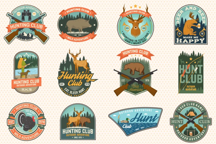 Set hunting club badge concept Vector Image