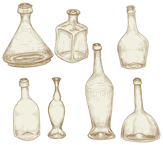 Vintage Glass Bottles Vector Image
