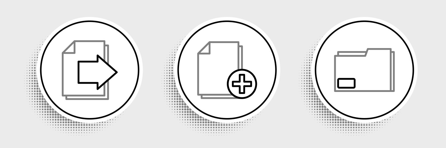 Set line document folder next page arrow and add vector image