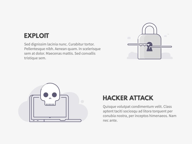 exploit and hacker attack cyber security concept vector image