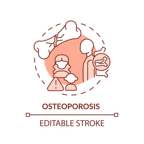 osteoporosis red concept icon vector