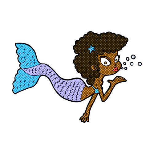 Comic cartoon mermaid blowing kiss Vector Image