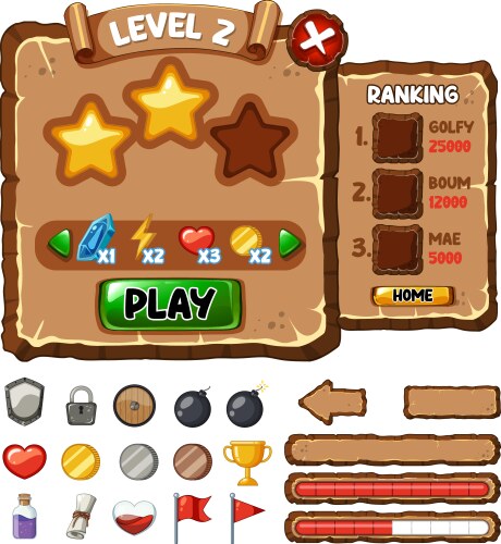 Game element template design set Royalty Free Vector Image
