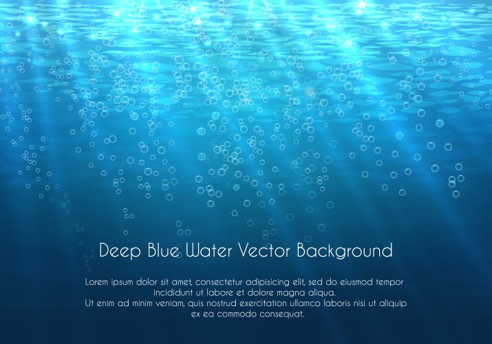 Bubbles in water on blue background horizontal Vector Image