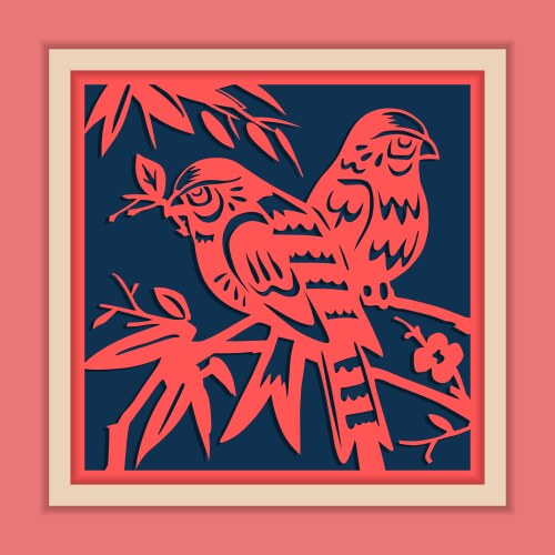 traditional framed chinese paper cutting vector image