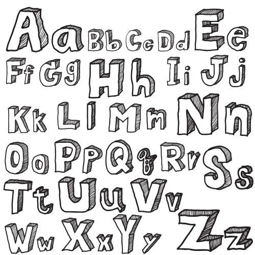 Vintage alphabet hand drawn font Royalty Free Vector Image