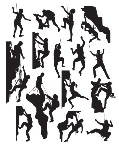Rock Climbing Silhouettes Vector Image