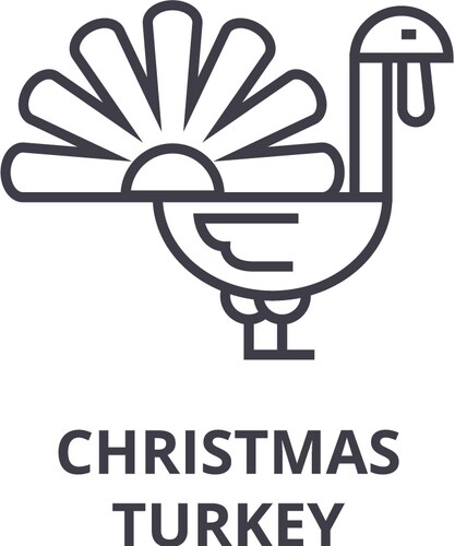 Christmas turkey line icon outline sign linear Vector Image
