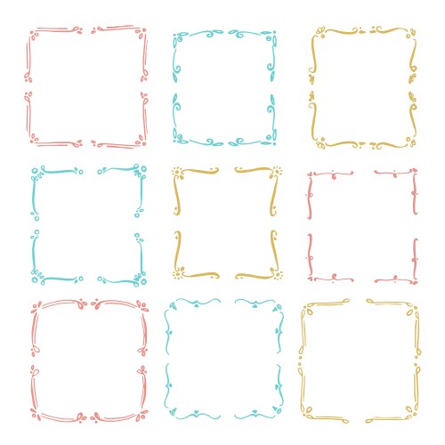 Set hand drawn line border Royalty Free Vector Image
